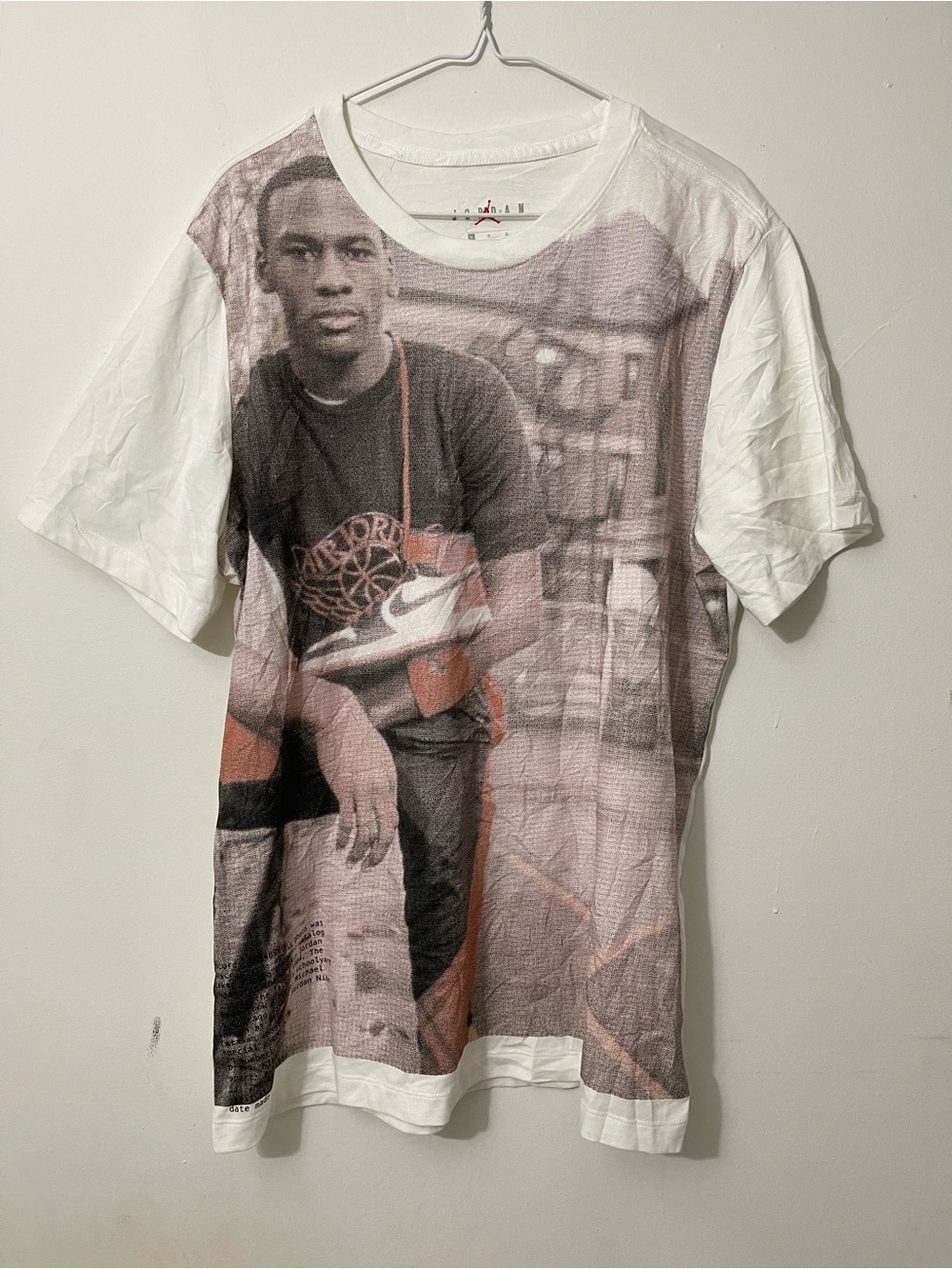 Jordan White Short-Sleeve Tee with Sepia Photo Graphic